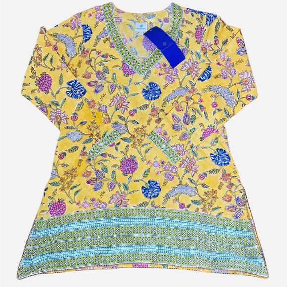 Pax Philomena Golden Beauty Floral Cotton Tunic Women’s Large - Picture 5 of 6